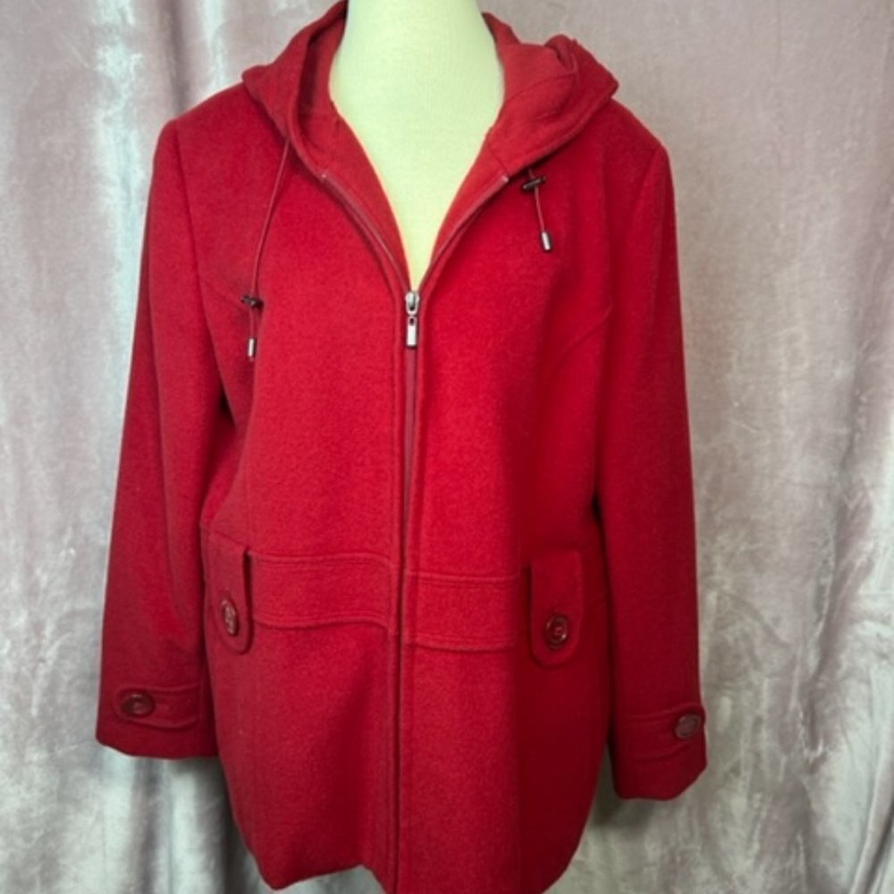 Womens Red St John Bay Zip Up Coat Size PL